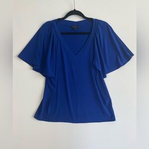 Banana Republic Royal Blue Flutter Short Sleeve Dress Top